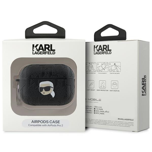 Kryt Karl Lagerfeld KLAP2PGKIPK Apple AirPods Pro (2 gen) cover Monogram Karl Head black