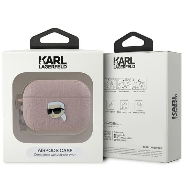 Kryt Karl Lagerfeld KLAP2PGKIPP Apple AirPods Pro (2 gen) cover Monogram Karl Head pink