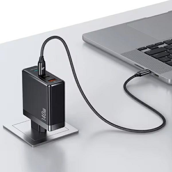 Síťová nabíječka USAMS US-CC168 USB-A, 2xUSB-C T52 PD 140W Fast Charging + USB-C / USB-C cable 240W black