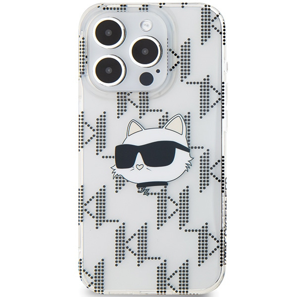 Kryt Karl Lagerfeld KLHCP15XHKLPCHT Apple iPhone 15 Pro Max hardcase IML Choupette Head & Monogram transparent