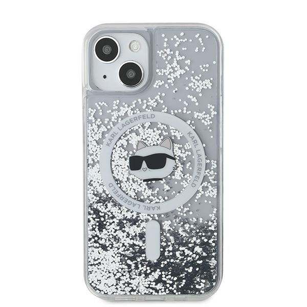 Kryt Karl Lagerfeld KLHMP13MLGCHSGH Apple iPhone 13 hardcase Liquid Glitter Choupette Head Magsafe transparent