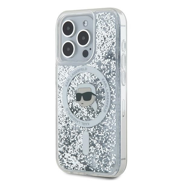 Kryt Karl Lagerfeld KLHMP15LLGKISGH Apple iPhone 15 Pro hardcase Liquid Glitter Karl Head Magsafe transparent