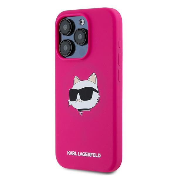 Kryt Karl Lagerfeld KLHMP15LSCHPPLF Apple iPhone 15 Pro hardcase Silicone Choupette Head MagSafe fuschia
