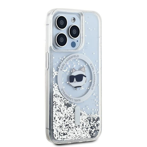 Kryt Karl Lagerfeld KLHMP15XLGCHSGH Apple iPhone 15 Pro Max hardcase Liquid Glitter Choupette Head Magsafe transparent