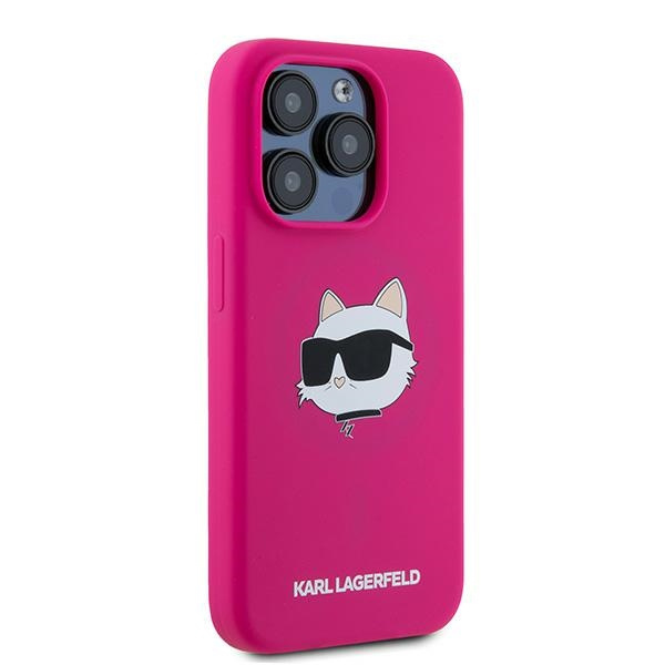 Kryt Karl Lagerfeld KLHMP15XSCHPPLF Apple iPhone 15 Pro Max hardcase Silicone Choupette Head MagSafe fuschia