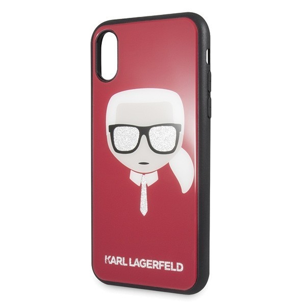 Kryt Karl Lagerfeld KLHCPXDLHRE iPhone X/Xs red Iconic Glitter Karl`s Head