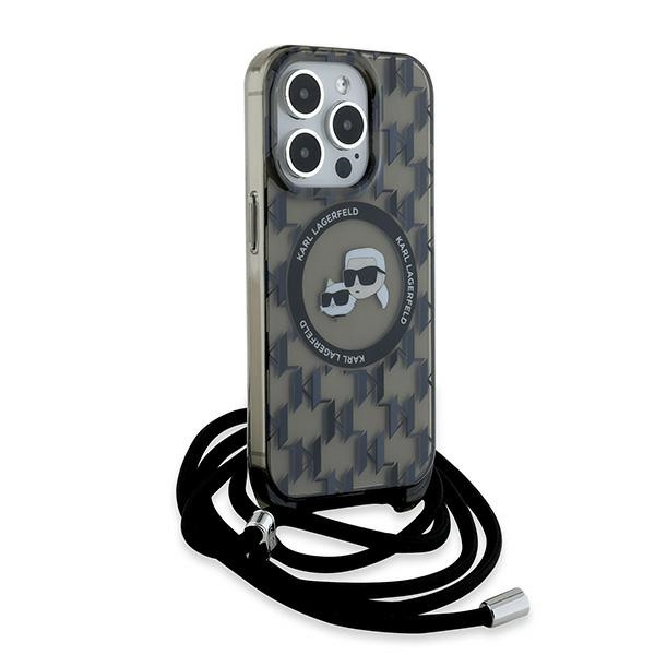 Kryt Karl Lagerfeld KLHMP15LHCKCKLCK Apple iPhone 15 Pro hardcase IML Crossbody Monogram Karl & Choupette Head MagSafe black