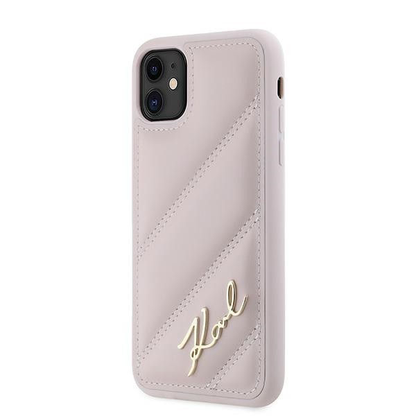 Kryt Karl Lagerfeld KLHCN61PQDSMGP Apple iPhone 11 / XR hardcase Diagonal Quilted Script pink