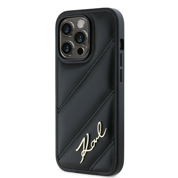 Kryt Karl Lagerfeld KLHCP14LPQDSMGK Apple iPhone 14 Pro hardcase Diagonal Quilted Script black