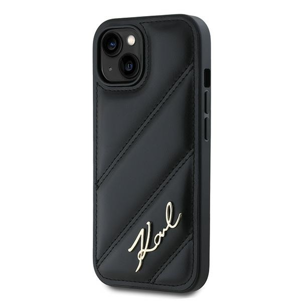 Kryt Karl Lagerfeld KLHCP14SPQDSMGK Apple iPhone 14 / 15 / 13 hardcase Diagonal Quilted Script black