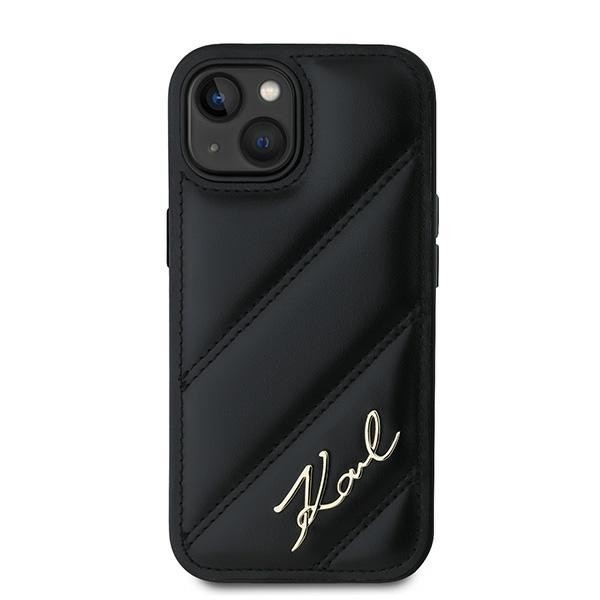 Kryt Karl Lagerfeld KLHCP14SPQDSMGK Apple iPhone 14 / 15 / 13 hardcase Diagonal Quilted Script black
