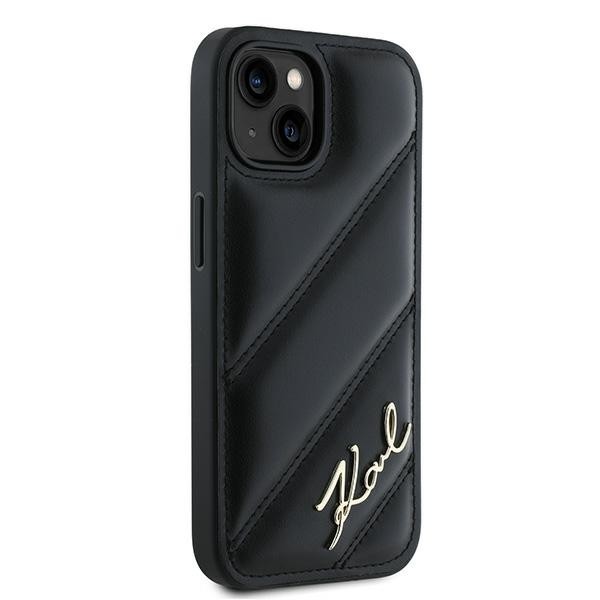 Kryt Karl Lagerfeld KLHCP14SPQDSMGK Apple iPhone 14 / 15 / 13 hardcase Diagonal Quilted Script black