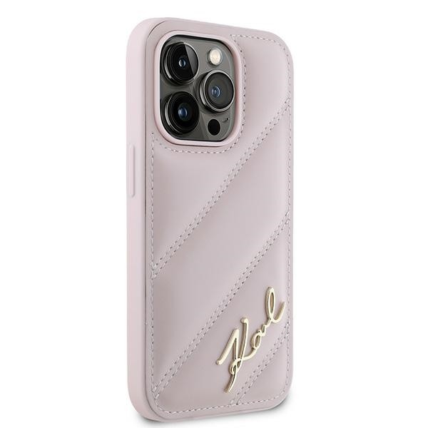 Kryt Karl Lagerfeld KLHCP14XPQDSMGP Apple iPhone 14 Pro Max hardcase Diagonal Quilted Script pink