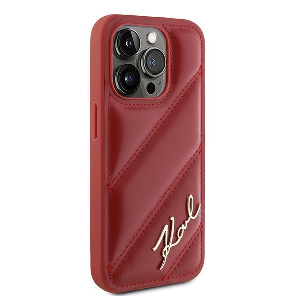Kryt Karl Lagerfeld KLHCP15LPQDSMGR Apple iPhone 15 Pro hardcase Diagonal Quilted Script red