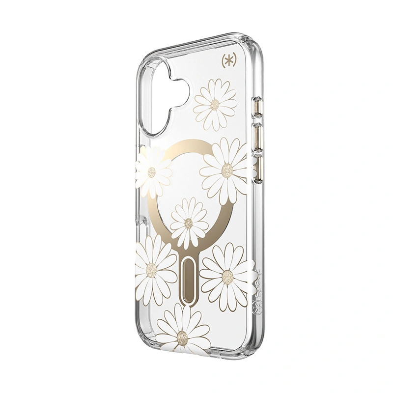 Kryt Speck Presidio Lux ClickLock & MagSafe Apple iPhone 16 (Sunshine Daisies / Clear / Gold)