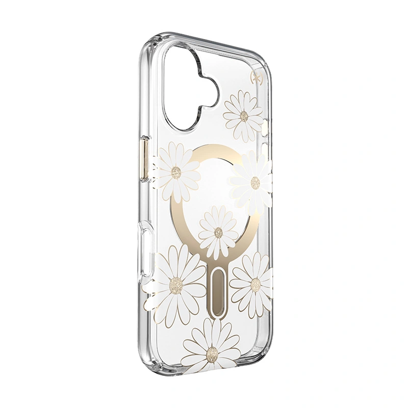 Kryt Speck Presidio Lux ClickLock & MagSafe Apple iPhone 16 (Sunshine Daisies / Clear / Gold)