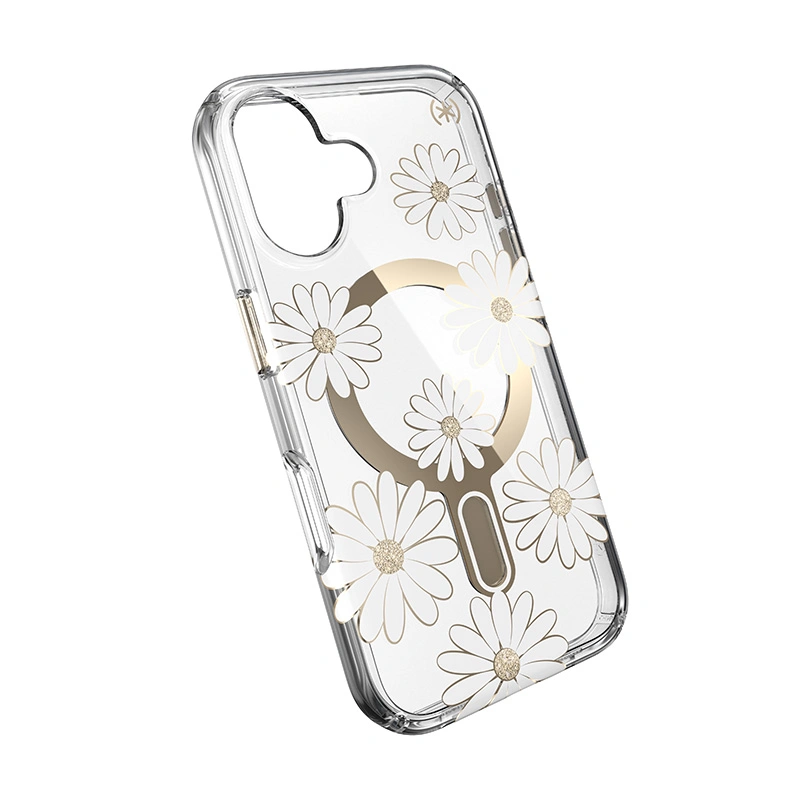 Kryt Speck Presidio Lux ClickLock & MagSafe Apple iPhone 16 (Sunshine Daisies / Clear / Gold)