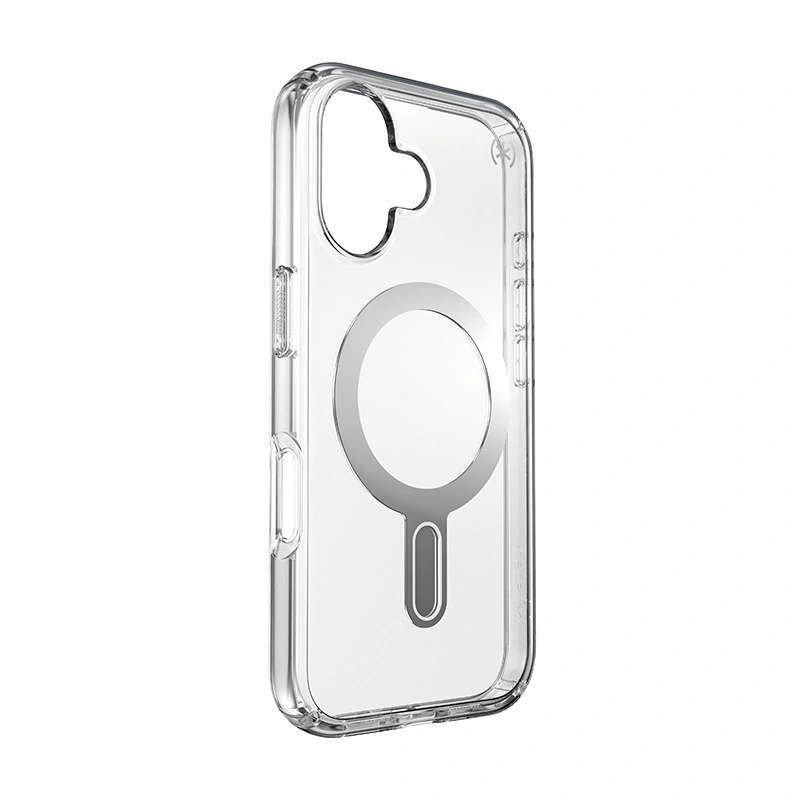 Kryt Speck Presidio Perfect-Clear ClickLock & MagSafe Apple iPhone 16 (Clear / Chrome Finish / Serene Silver)
