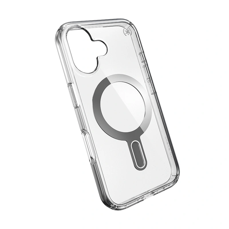 Kryt Speck Presidio Perfect-Clear ClickLock & MagSafe Apple iPhone 16 (Clear / Chrome Finish / Serene Silver)