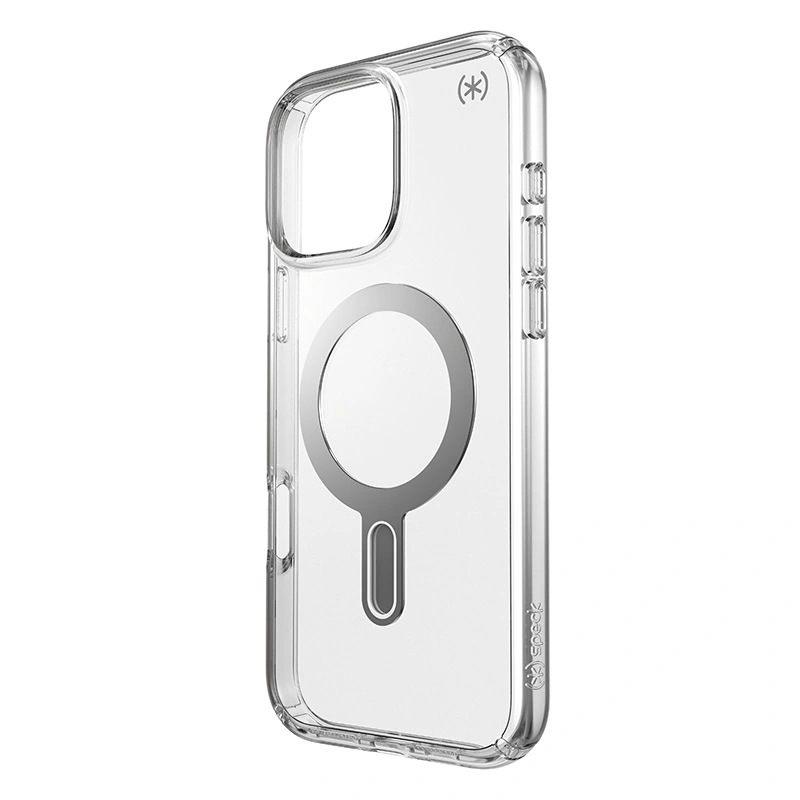 Kryt Speck Presidio Perfect-Clear ClickLock & MagSafe Apple iPhone 16 Pro Max (Clear / Chrome Finish / Serene Silver)