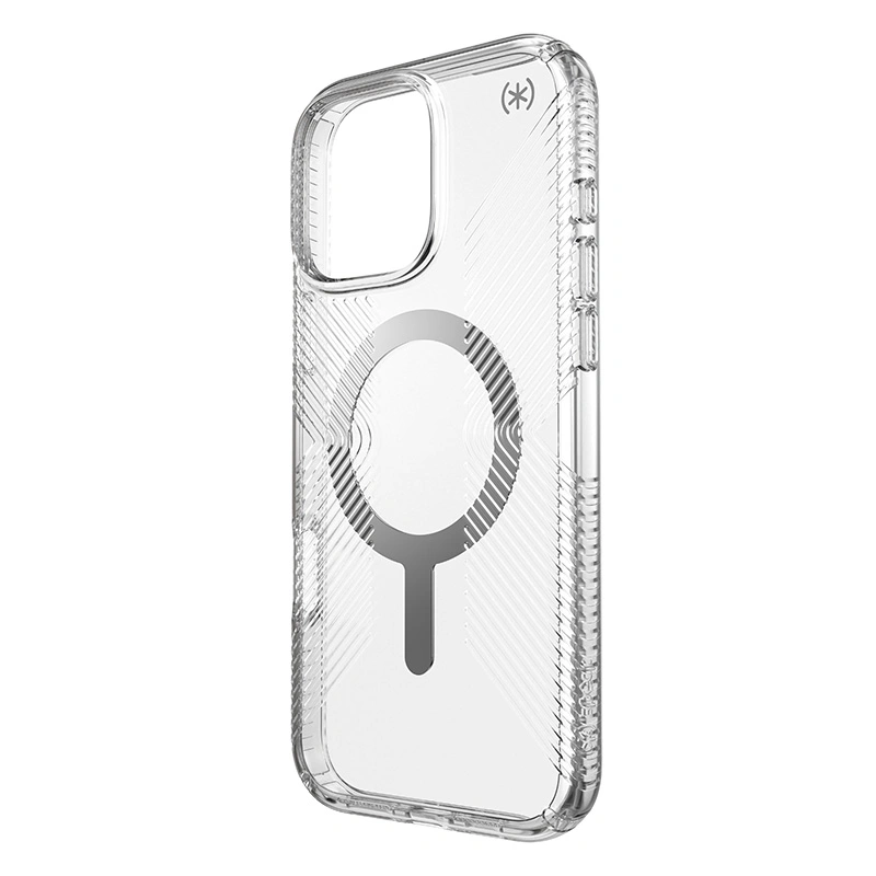 Kryt Speck Presidio Perfect-Clear Grip MagSafe Apple iPhone 16 Pro Max (Clear / Chrome Finish / Serene Silver)