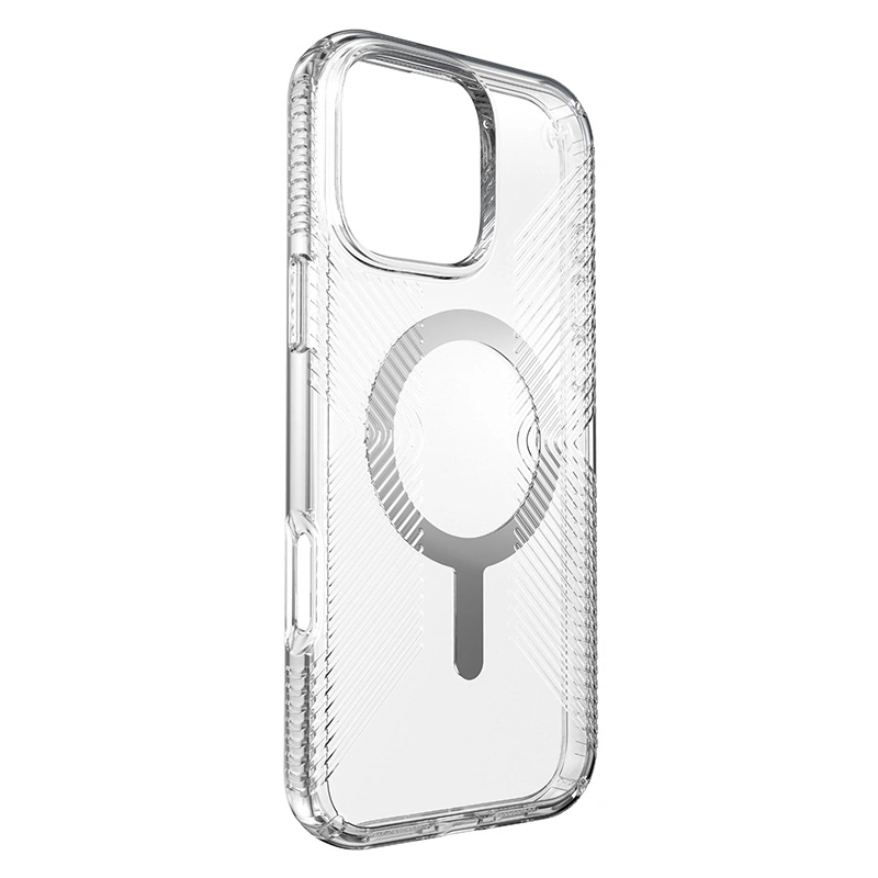 Kryt Speck Presidio Perfect-Clear Grip MagSafe Apple iPhone 16 Pro Max (Clear / Chrome Finish / Serene Silver)