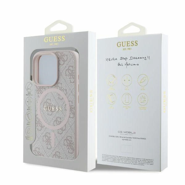 Kryt Guess GUHMP16LG4GFRP Apple iPhone 16 Pro hardcase 4G Ring Classic Logo MagSafe pink