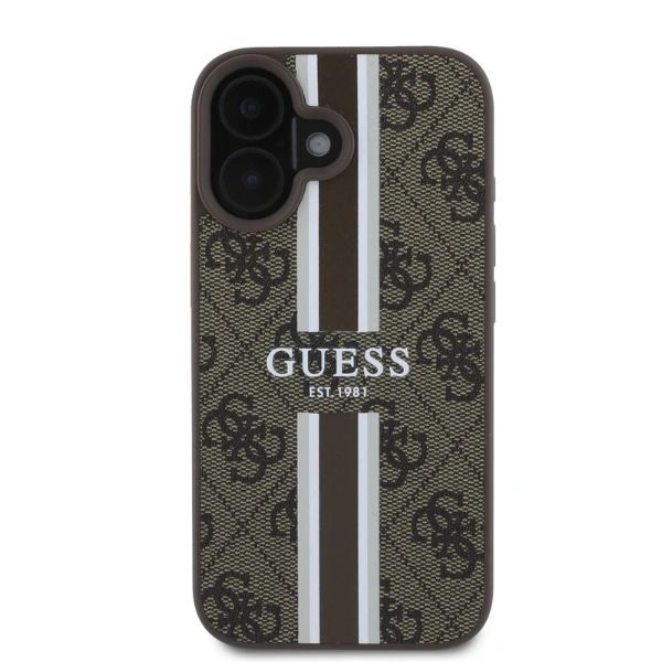 Kryt Guess GUHMP16SP4RPSW Apple iPhone 16 hardcase 4G Printed Stripes MagSafe brown
