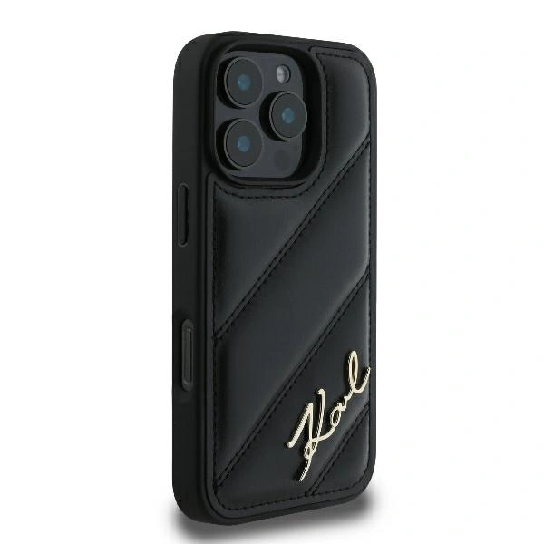 Kryt Karl Lagerfeld KLHCP16LPQDSMGK Apple iPhone 16 Pro hardcase Quilted Signature black