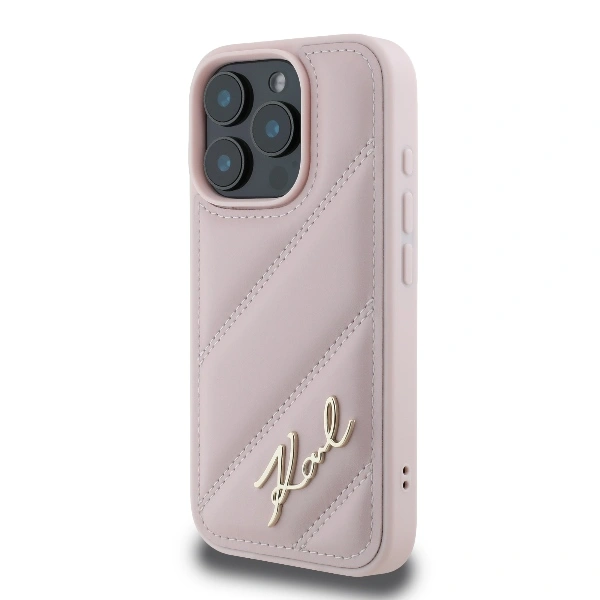 Kryt Karl Lagerfeld KLHCP16LPQDSMGP Apple iPhone 16 Pro hardcase Quilted Signature pink