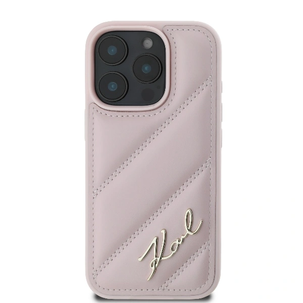 Kryt Karl Lagerfeld KLHCP16LPQDSMGP Apple iPhone 16 Pro hardcase Quilted Signature pink