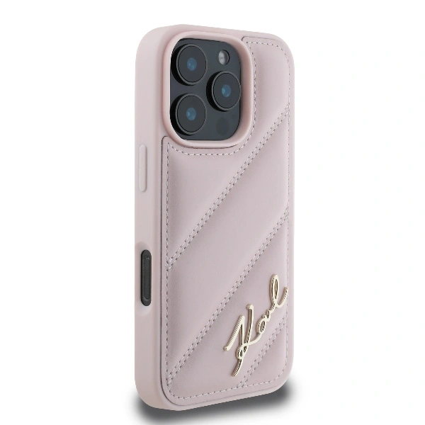 Kryt Karl Lagerfeld KLHCP16LPQDSMGP Apple iPhone 16 Pro hardcase Quilted Signature pink