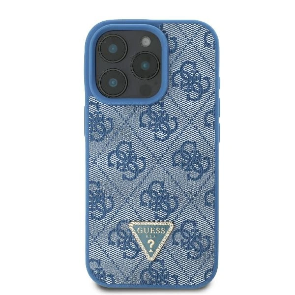 Kryt Guess GUHCP16LP4TDSCPB Apple iPhone 16 Pro hardcase Leather Metal Logo Strass Crossbody blue