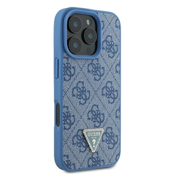 Kryt Guess GUHCP16LP4TDSCPB Apple iPhone 16 Pro hardcase Leather Metal Logo Strass Crossbody blue