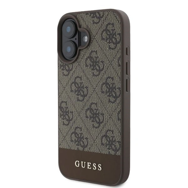 Kryt Guess GUHCP16SG4GLBR Apple iPhone 16 hardcase 4G Bottom Stripe brown