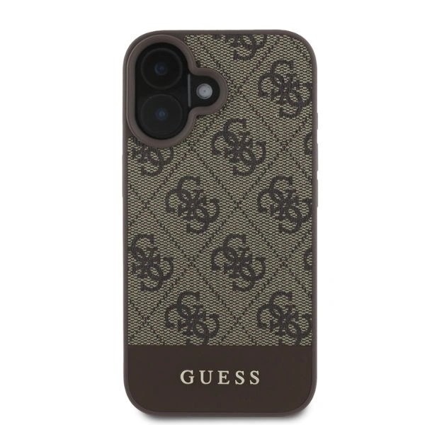 Kryt Guess GUHCP16SG4GLBR Apple iPhone 16 hardcase 4G Bottom Stripe brown