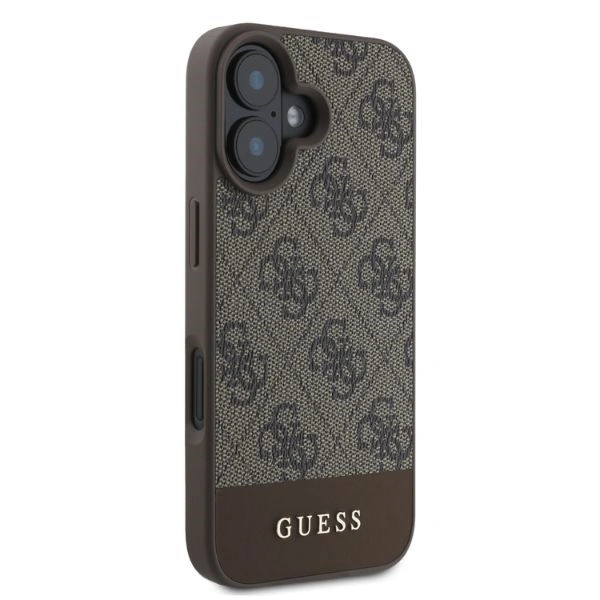 Kryt Guess GUHCP16SG4GLBR Apple iPhone 16 hardcase 4G Bottom Stripe brown