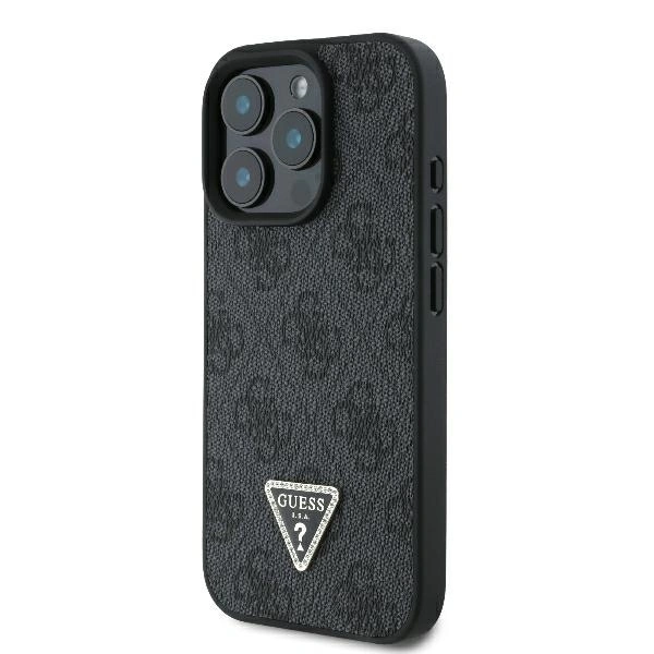 Kryt Guess GUHCP16XP4TDPK Apple iPhone 16 Pro Max hardcase Leather 4G Triangle Strass MagSafe black