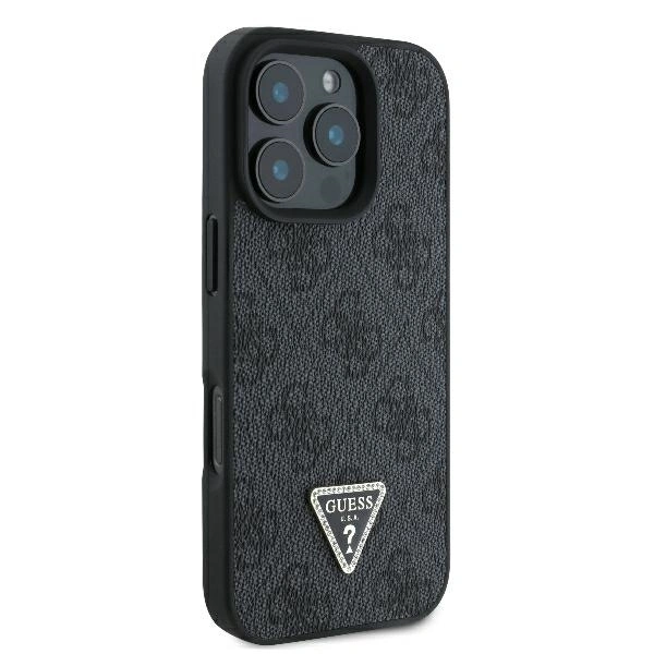 Kryt Guess GUHCP16XP4TDPK Apple iPhone 16 Pro Max hardcase Leather 4G Triangle Strass MagSafe black