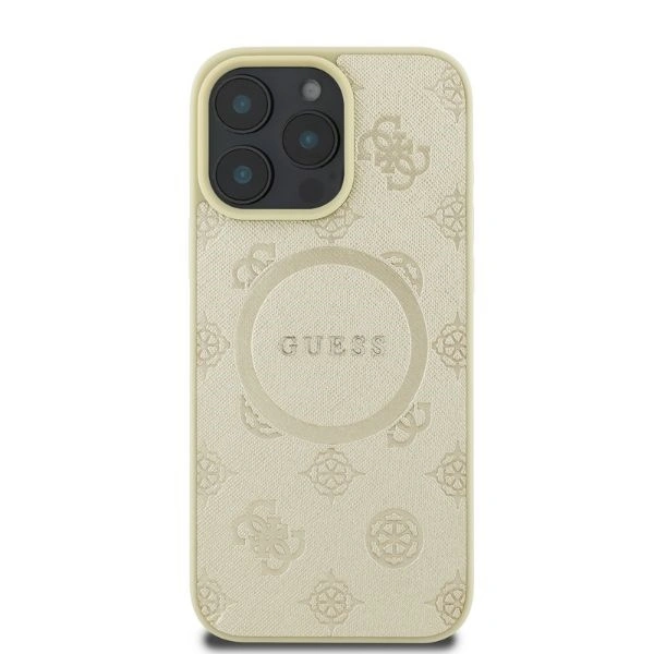 Kryt Guess GUHMP16LPSAPSMED Apple iPhone 16 Pro hardcase Saffiano Peony Classic Logo MagSafe gold