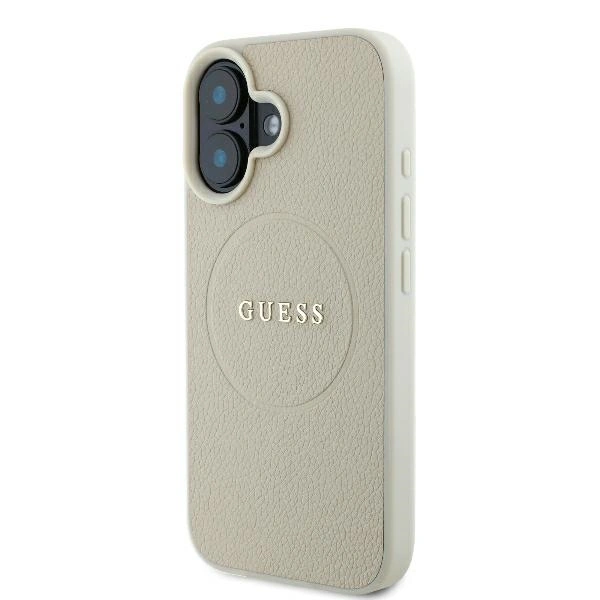 Kryt Guess GUHMP16SPGHSMME Apple iPhone 16 hardcase Grained Ring MagSafe beige