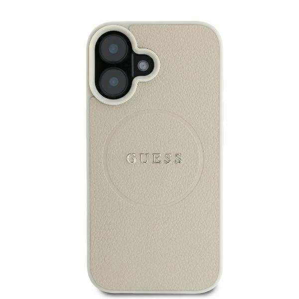 Kryt Guess GUHMP16SPGHSMME Apple iPhone 16 hardcase Grained Ring MagSafe beige