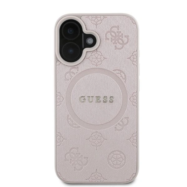 Kryt Guess GUHMP16SPSAPSMEP Apple iPhone 16 hardcase Saffiano Peony Classic Logo MagSafe pink
