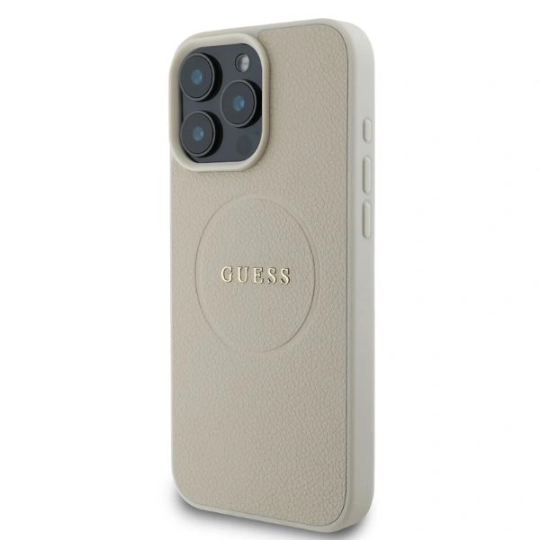 Kryt Guess GUHMP16XPGHSMME Apple iPhone 16 Pro Max hardcase Grained Ring MagSafe beige