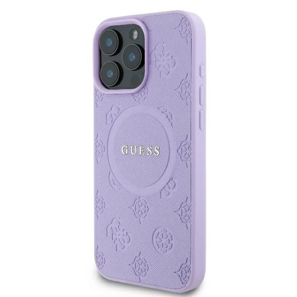 Kryt Guess GUHMP16XPSAPSMEU Apple iPhone 16 Pro Max hardcase Saffiano Peony Classic Logo MagSafe purple