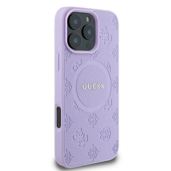 Kryt Guess GUHMP16XPSAPSMEU Apple iPhone 16 Pro Max hardcase Saffiano Peony Classic Logo MagSafe purple