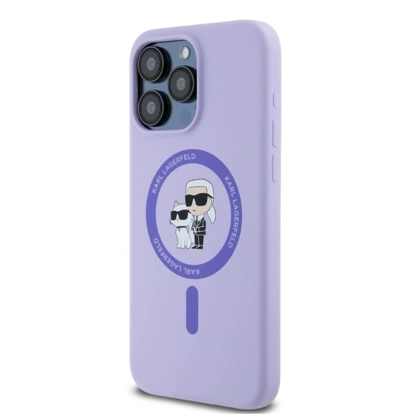 Kryt Karl Lagerfeld KLHMP15XSCMKCRHU Apple iPhone 15 Pro Max hardcase Silicone Karl&Choupette Heads Ring MagSafe purple