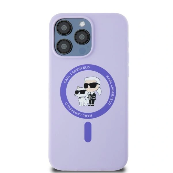 Kryt Karl Lagerfeld KLHMP15XSCMKCRHU Apple iPhone 15 Pro Max hardcase Silicone Karl&Choupette Heads Ring MagSafe purple