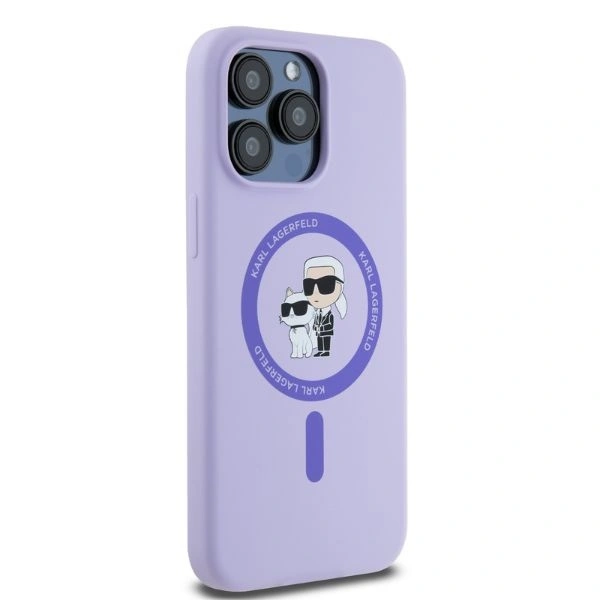 Kryt Karl Lagerfeld KLHMP15XSCMKCRHU Apple iPhone 15 Pro Max hardcase Silicone Karl&Choupette Heads Ring MagSafe purple