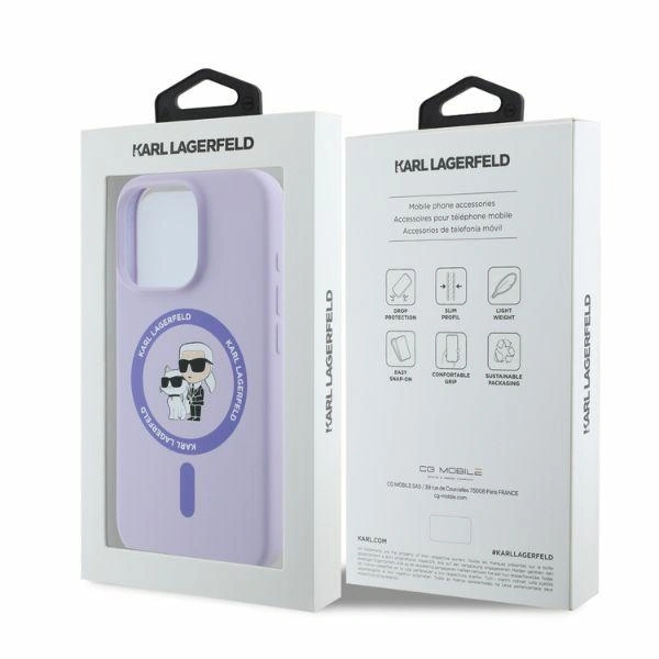 Kryt Karl Lagerfeld KLHMP16LSCMKCRHU Apple iPhone 16 Pro hardcase Silicone Karl&Choupette Heads Ring MagSafe purple